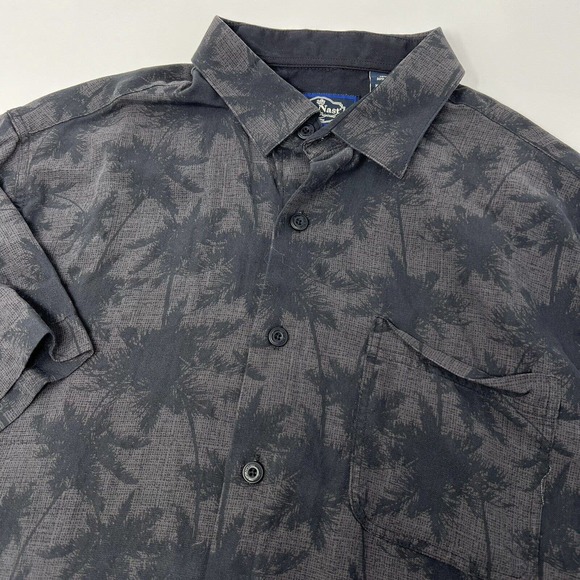 Nat Nast Men's Gray/Black Silk Blend Short Sleeve Palm Floral Camp Shirt Medium‎ - Picture 1 of 6